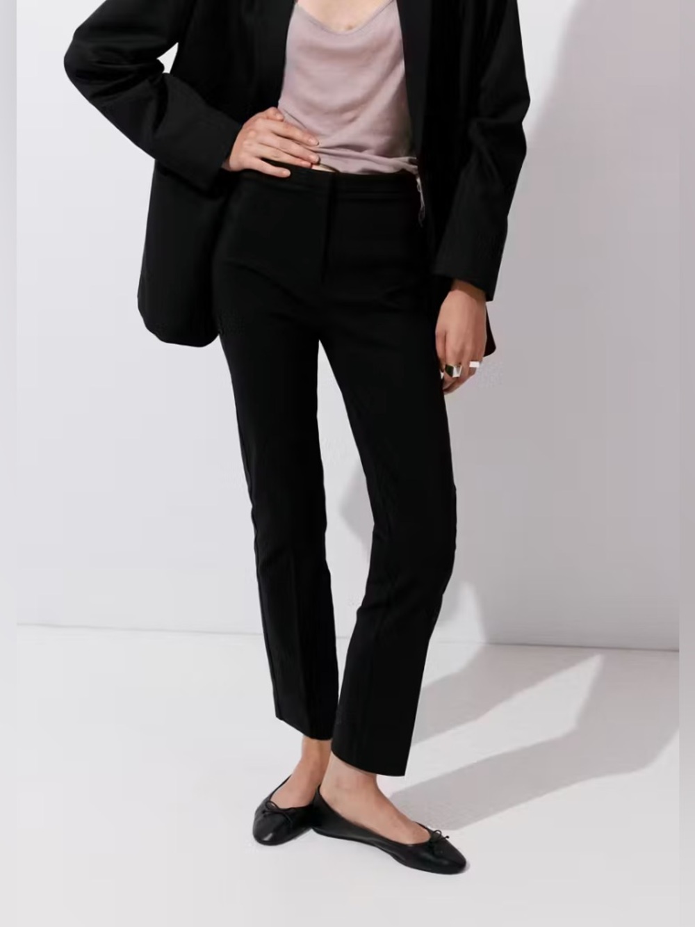 MNG Mango Black Tailored Straight Leg Dress Pants Trousers Size 6